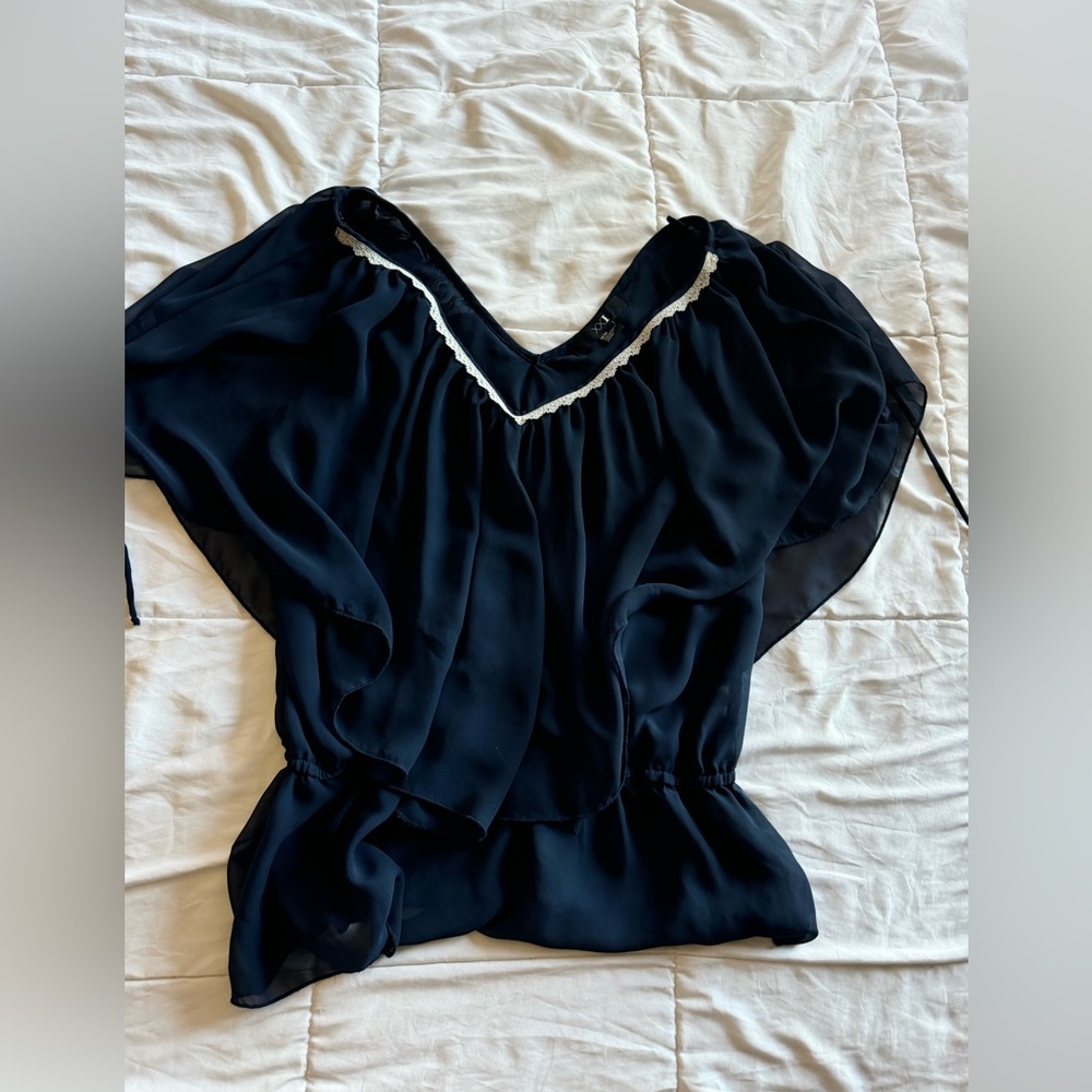 Sheer Blue Flowy Top